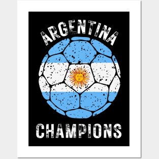 Argentina Soccer - Argentinian Football Distressed Letters and Ball Posters and Art